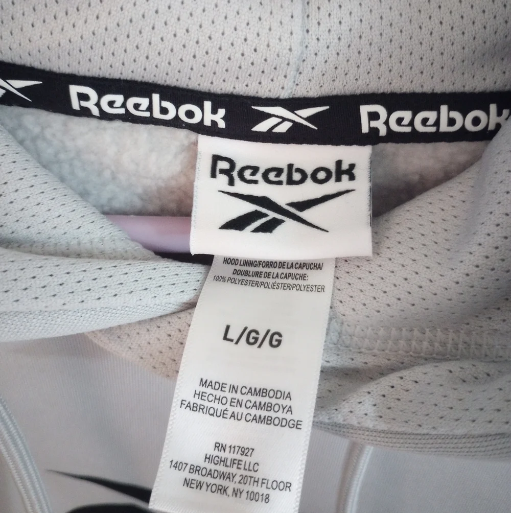Reebok Men's Gray Fleece-lined Quantam Hoodie Sweater Size Large